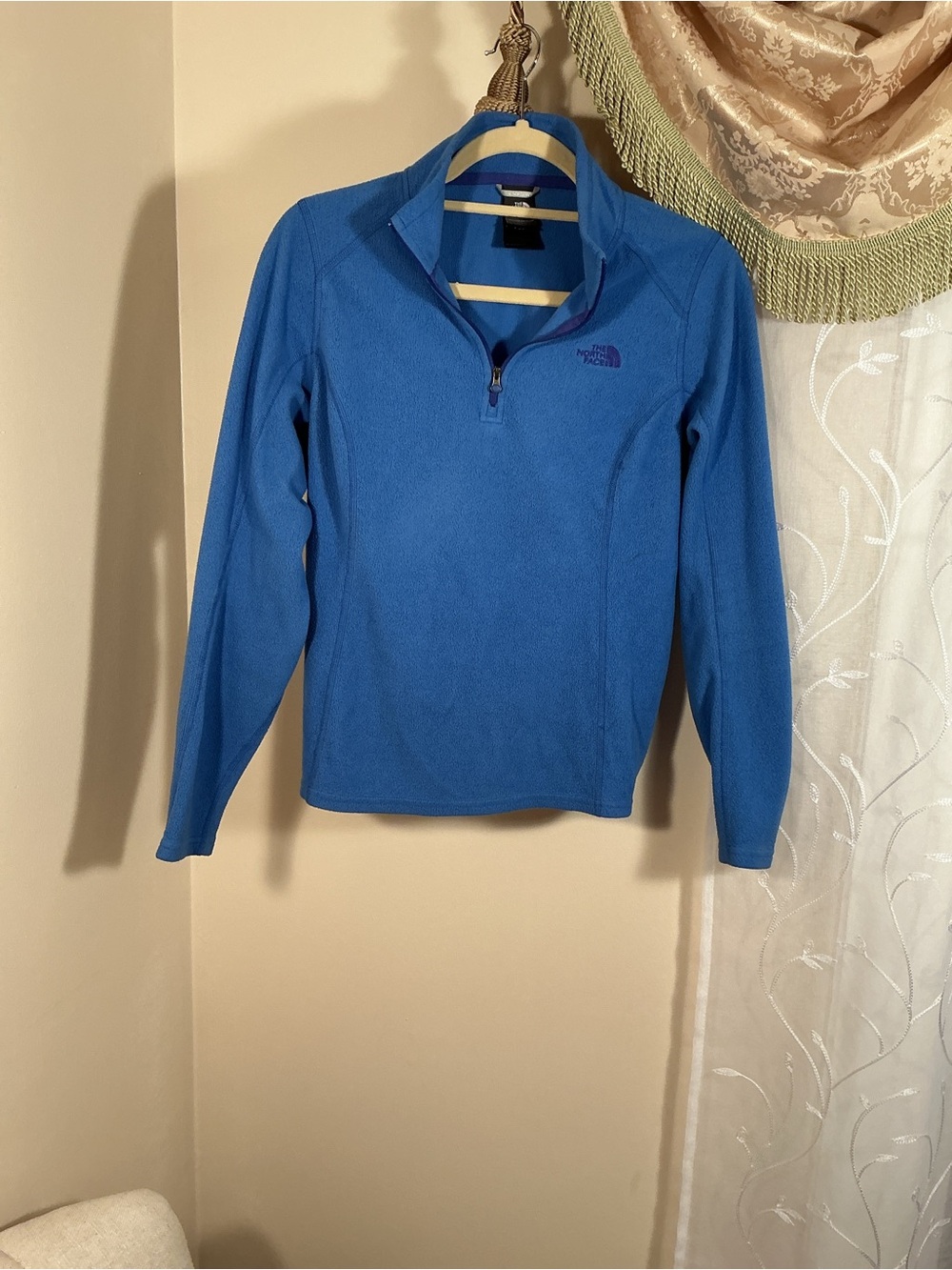 The North Face Women’s Blue Quarter-Zip Micro Fleece Pullover Jacket Sz M poly